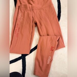 Cream Sports Bra and Pink Leggings Set